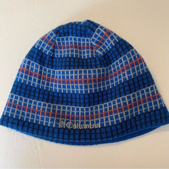 Columbia kids youth boys Urbanization Mix Beanie reversible hat blue stripe - Picture 4 of 8
